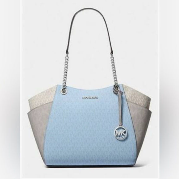 Michael Kors Blue and Gray Tote with matching wallet - Picture 1 of 5